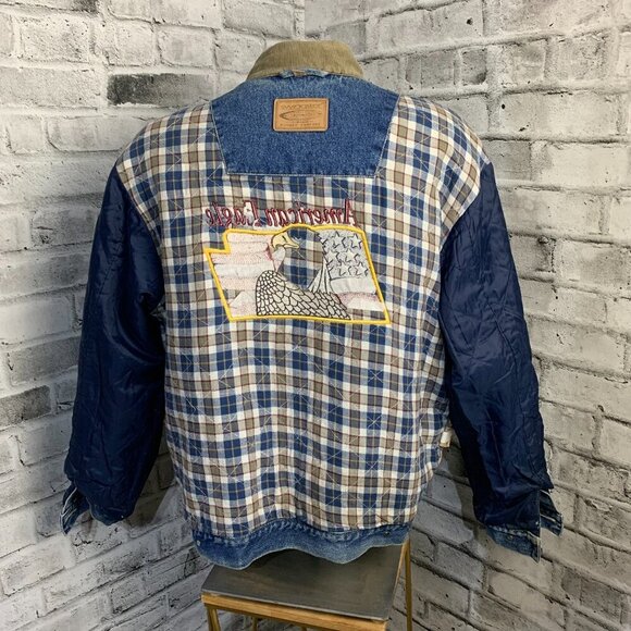 Vintage Blanket Lined Jean Jacket Firefighter Workwear USA E-One 90s Y2K - Picture 10 of 16